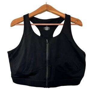TORRID Low Impact Wireless Zip Front Active Sports Bra Plus Size 3X Black NEW